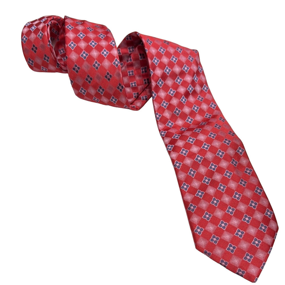 Andrew's Ties Red Geometric Patterned Men's Tie - Made in Italy